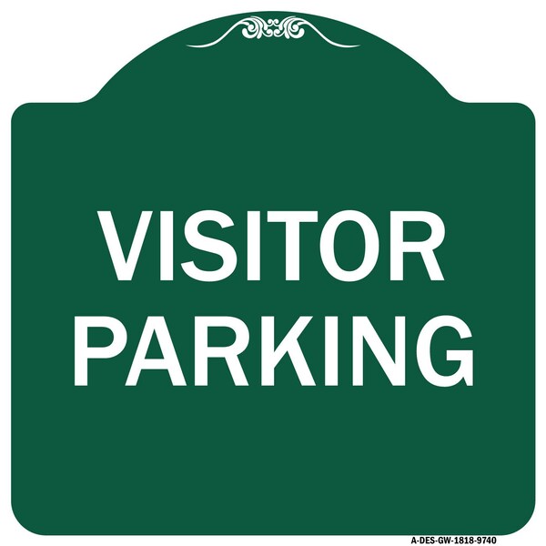 Signmission Designer Series Visitor Parking, Green & White Heavy-Gauge Aluminum Sign, 18" x 18", GW-1818-9740 A-DES-GW-1818-9740 - main